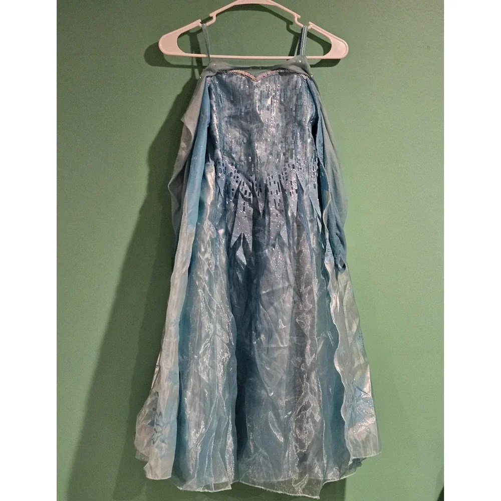 Disney Store Elsa Costume Dress Girls Size 7/8 Frozen Sleeve Wear Pilling‎
